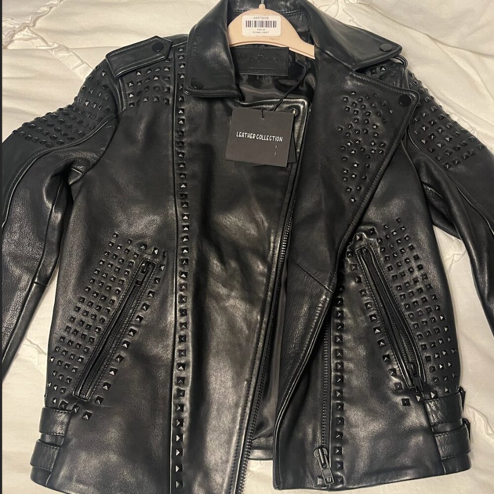 Studded Genuine Black Leather Jacket